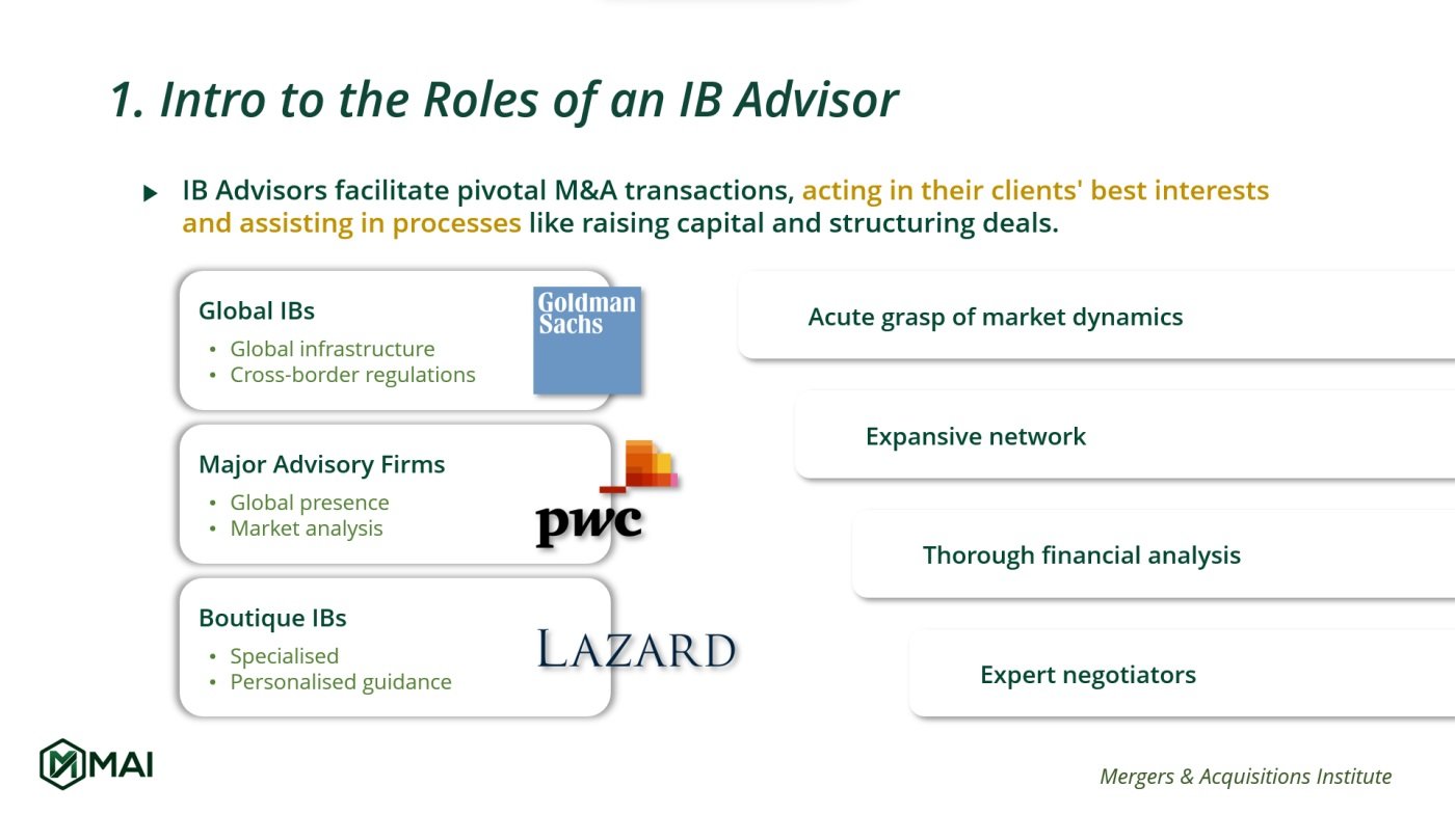 M&A Advisor Role Categories