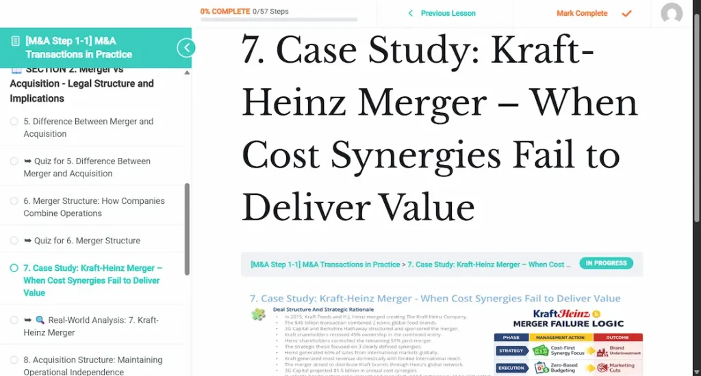 merger and acquisition process course