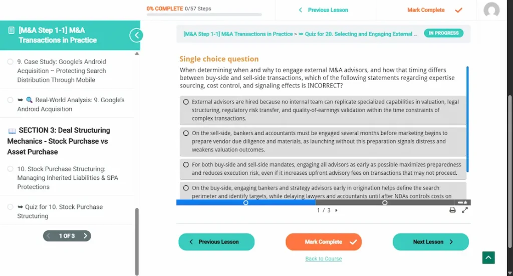 merger and acquisition process course 3