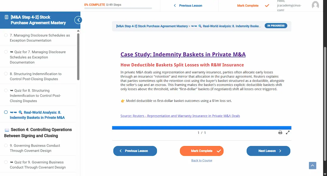 m&a online course m&a online course