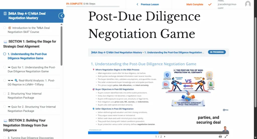 m&a negotiation course