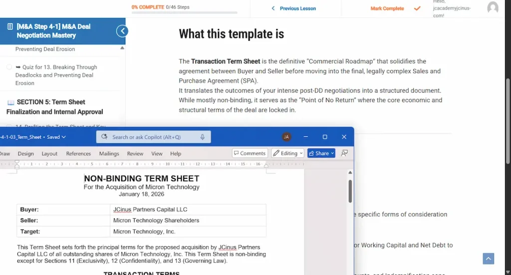 m&a negotiation course 6