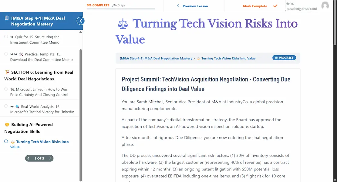 m&a negotiation course 8