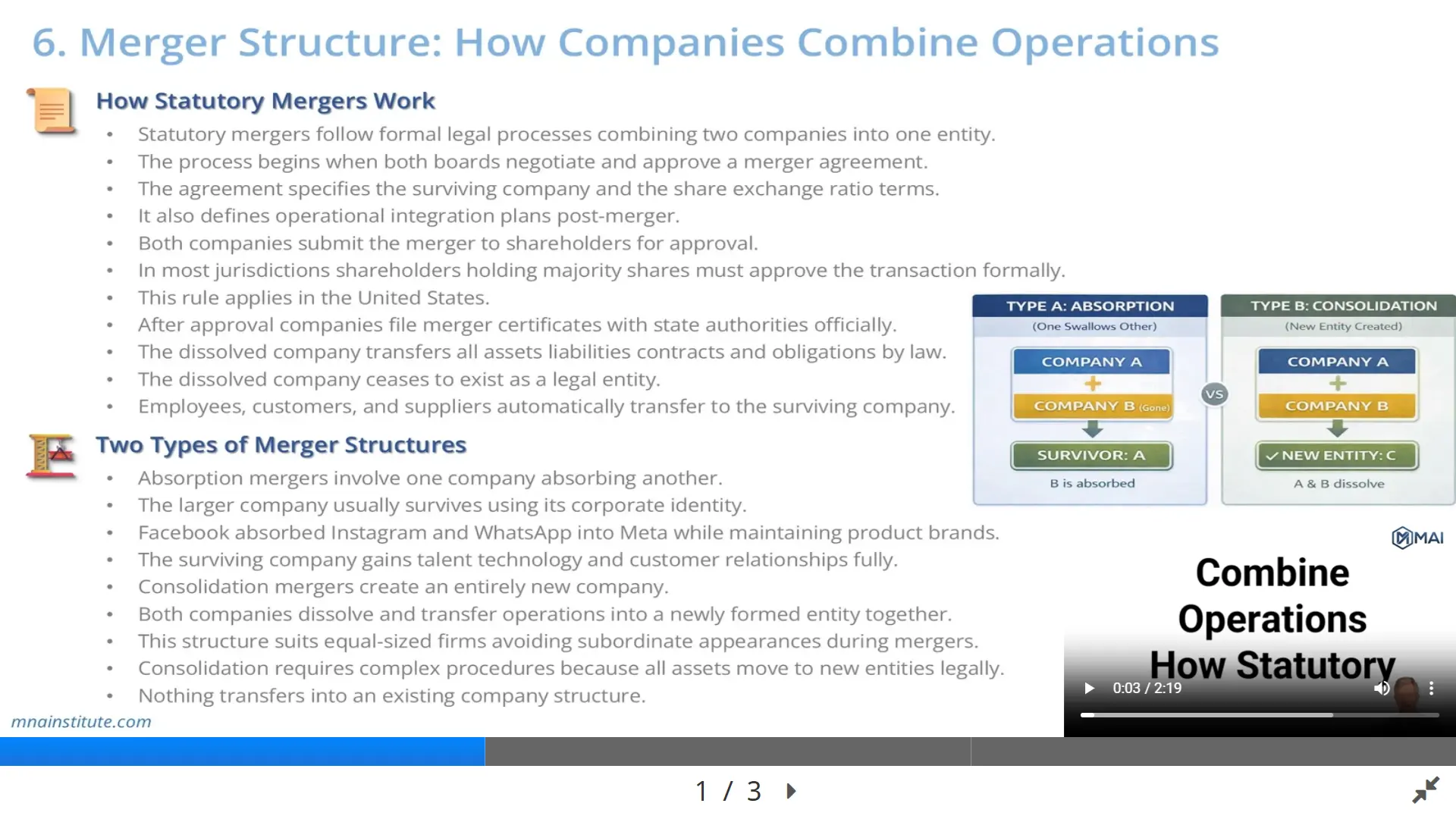 statutory merger structure