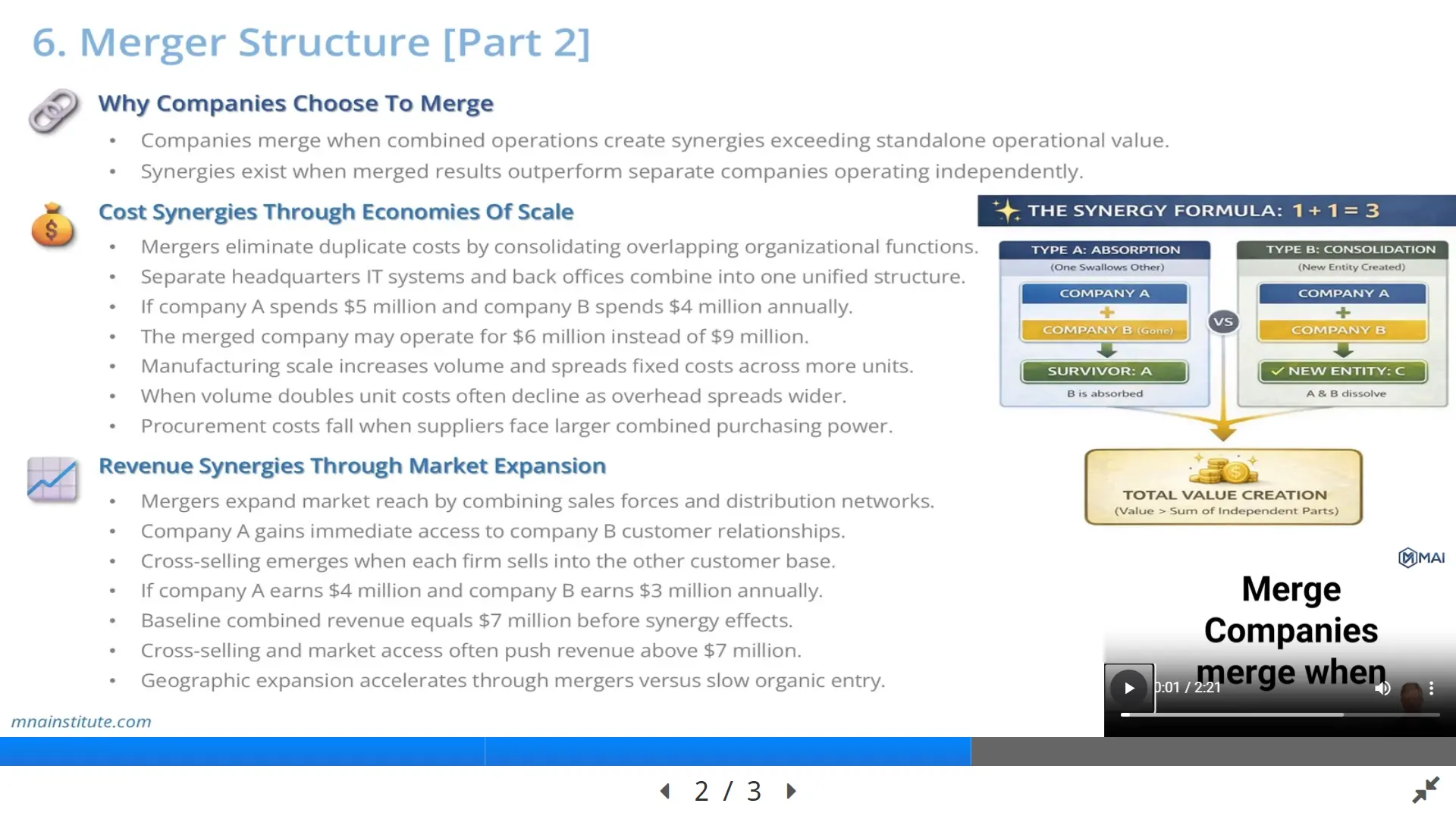 cost synergies and revenue synergies