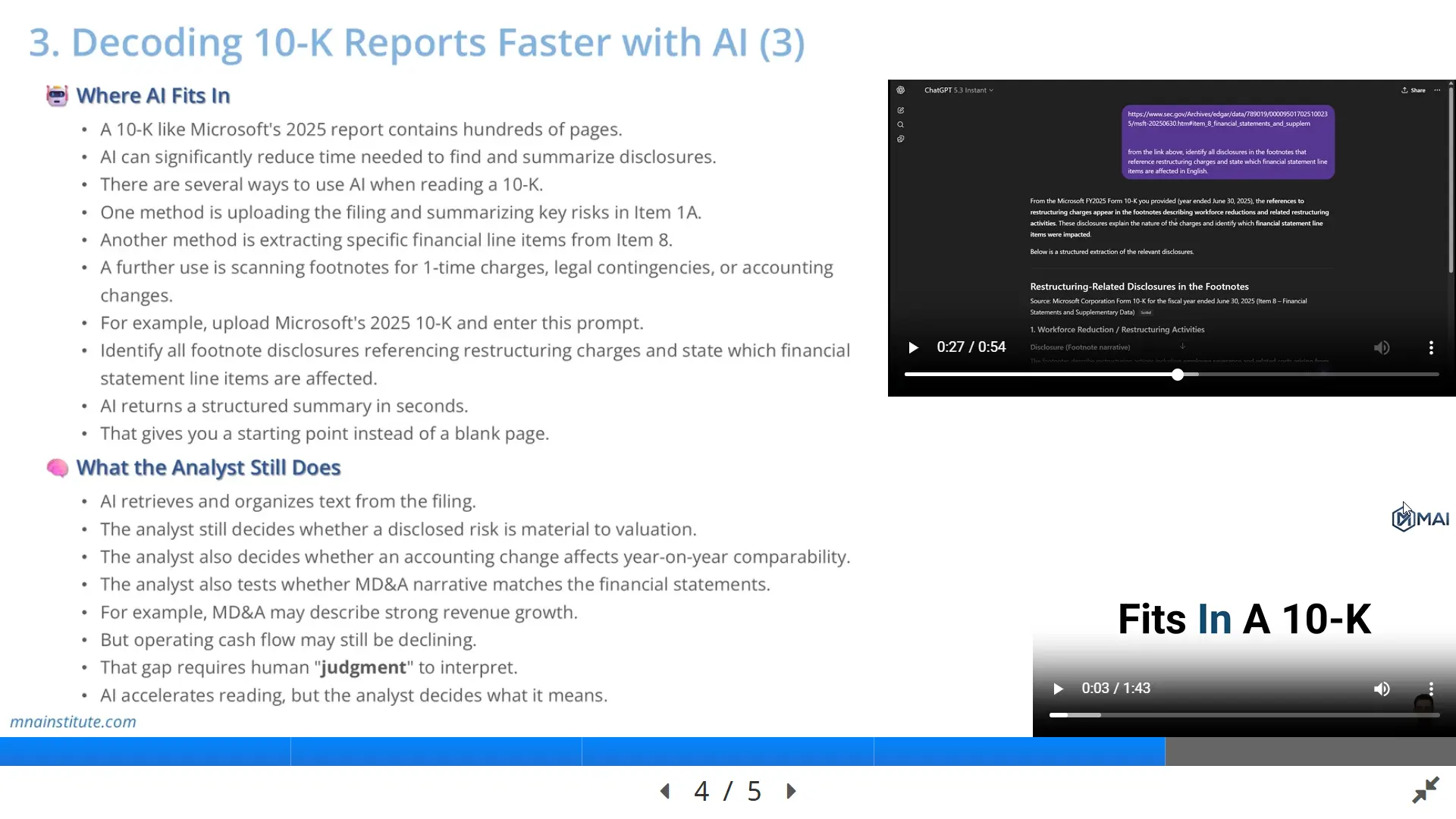 AI Prompting and Tasks - financial statement analysis training 1