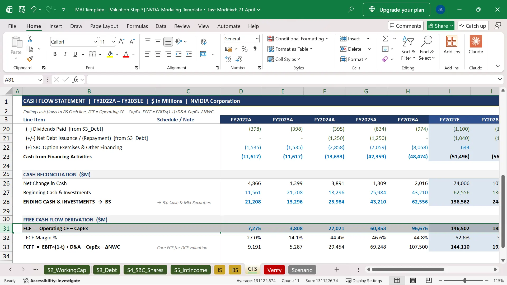 three statement financial model