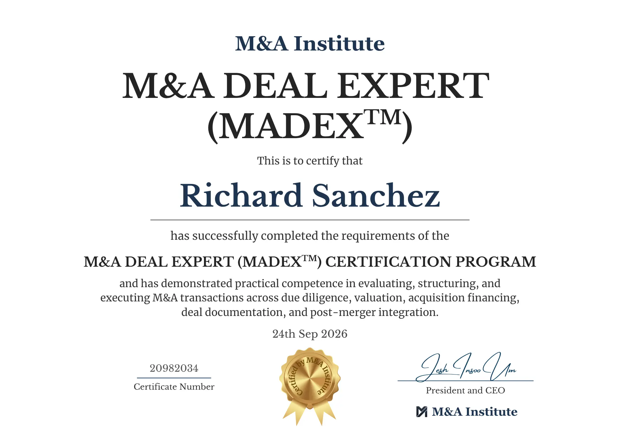 m&a certicate - MADEX m&a certicate - MADEX